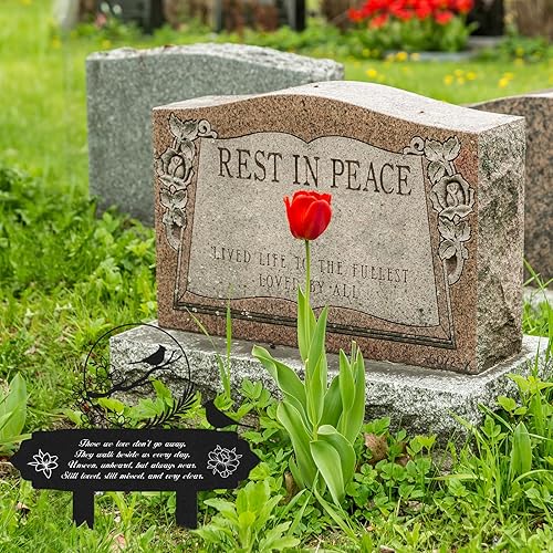 Miniatura 3 de Rngmsi Decoraciones de tumbas para cementerio  Placa decorativa para tumba de jardín, placa de estacas de pájaro conmemorativo para seres queridos,
