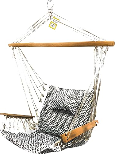 Silla hamaca colgante con cuerda columpio, 12 patrones, tela cómoda y transpirable de calidad, para interiores y exteriores, patrón de espiga gris