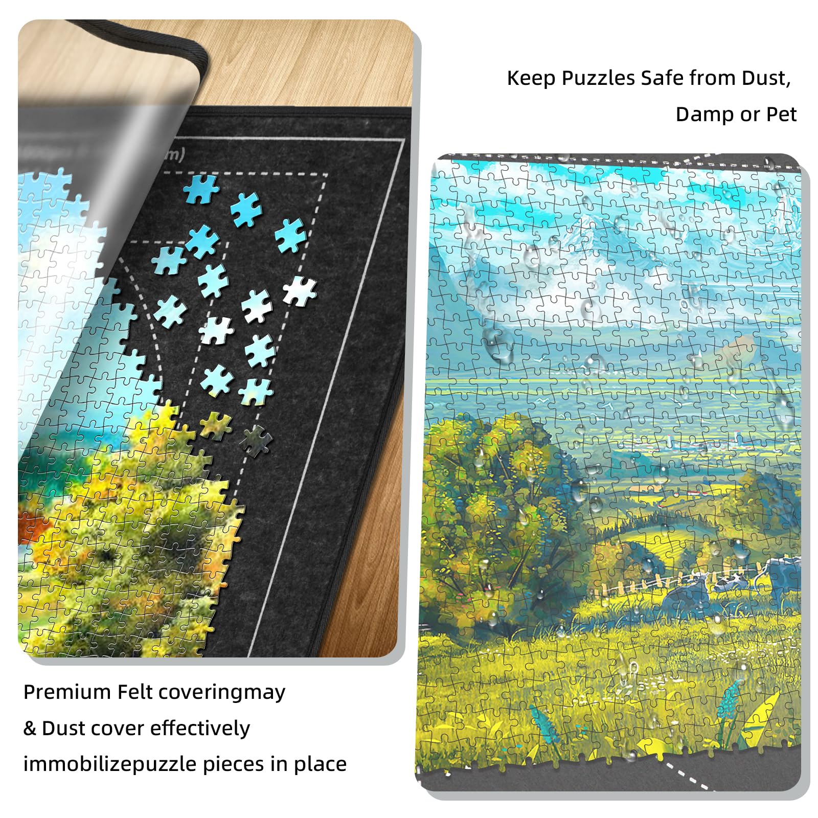 Plateau de Puzzle, Tapis Puzzle 1000 Pieces, Accessoires de Jigsaw à Déplacer et à Ranger, Tapis Puzzle avec Cover Antidérapant Support de Rangement pour Puzzles, 6 Trays