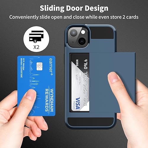 Miniatura 3 de ACANDYA Funda protectora para iPhone 15 Plus con tarjetero y cartera protectora para mujeres y hombres, resistente, a prueba de golpes,