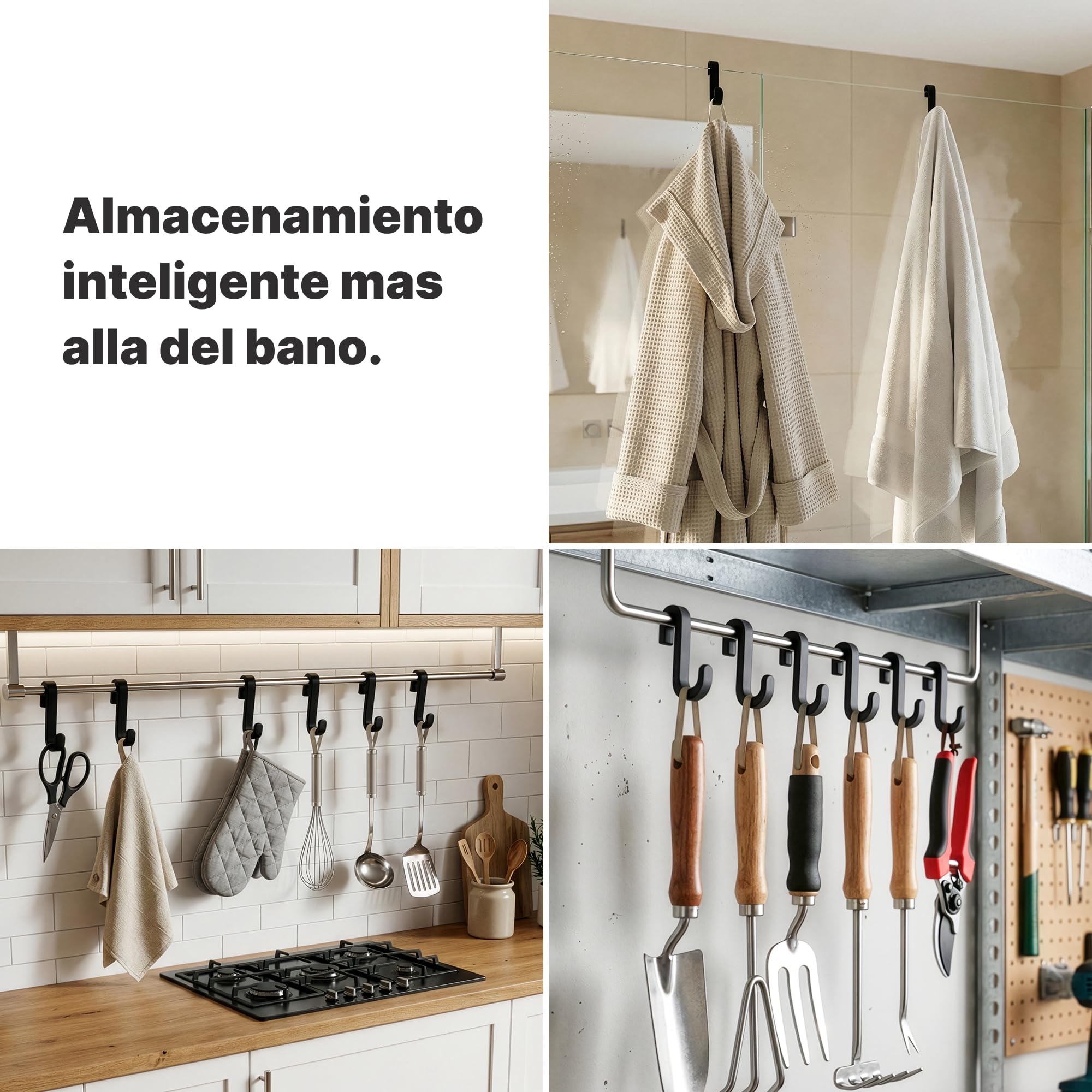Minismus Ganchos Mampara Ducha, Ganchos de Silicona para Toallas y Albornoces para Mampara de Ducha de Cristal sin Marco, Colgador Toalla Baño Pack de 2