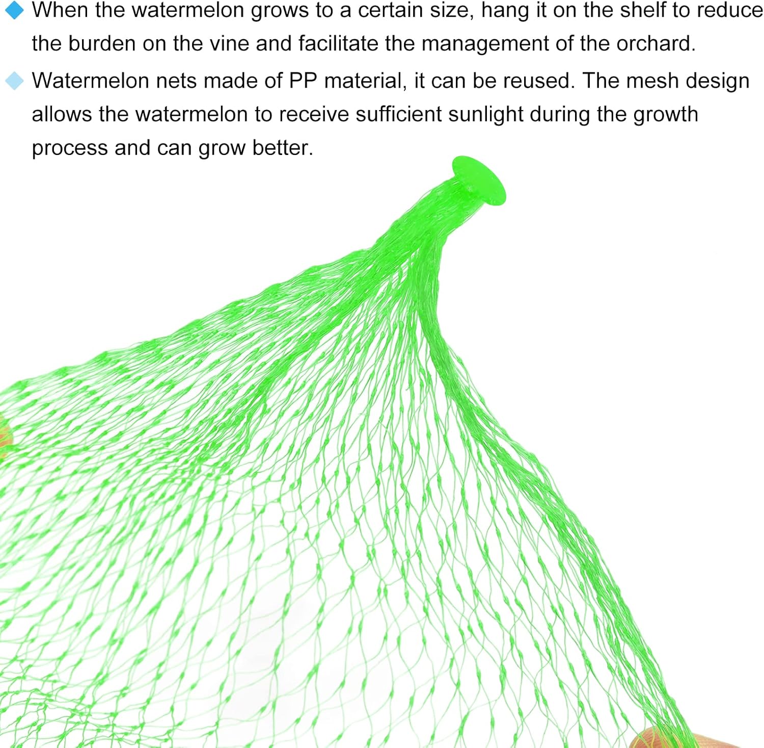 MECCANIXITY 200 Pack Watermelon Nets 19.69 Inch Hanging Melon Hammocks Reusable Fruit Net Bag for Garden Green