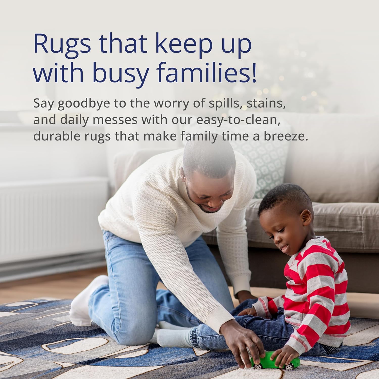 Abani Unique Blue & Grey Modern Circles Design Washable Area Rug - Contemporary Asymmetric Print 4’ x 6’ Living Room Rug Rugs - Image 5