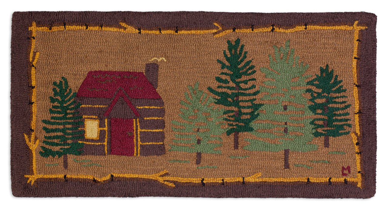 Cabin in the Woods - 2'x4' Hooked Rug