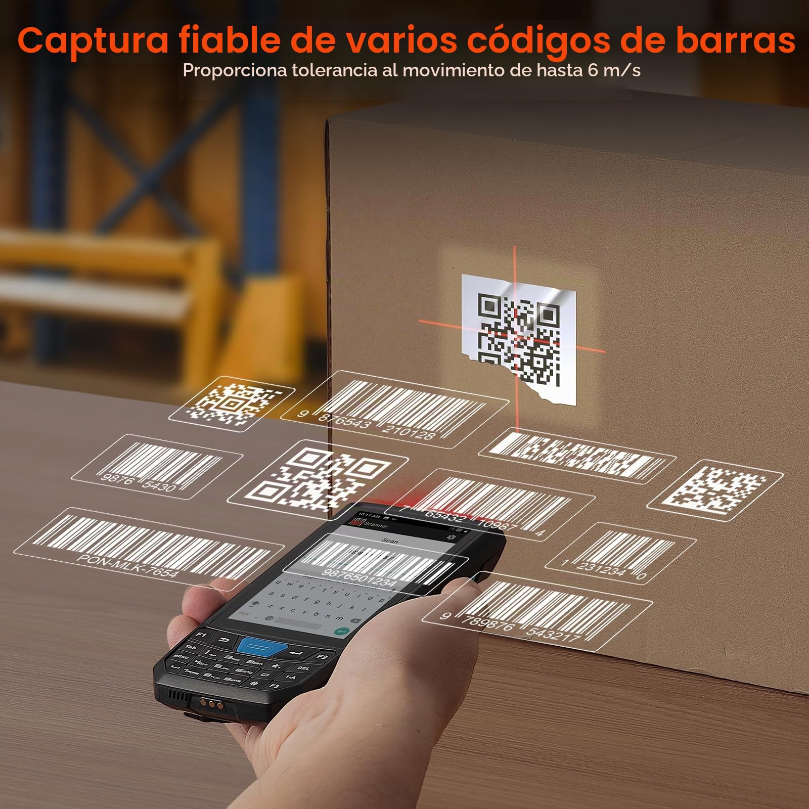 MUNBYN Escáner de Códigos de Barras Android, PDA Android 13, 4GB+64GB con Teclado, Equipado con Escáner N6703 1D/2D QR, Inventario IP66, Software para Almacén