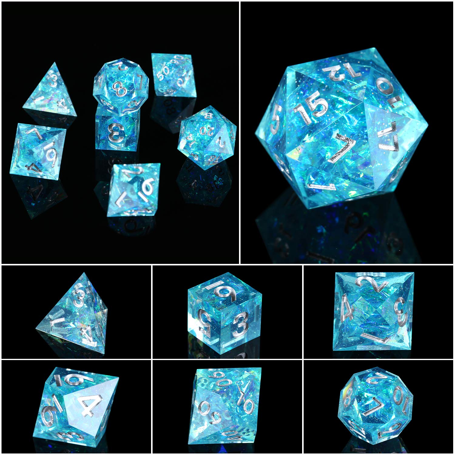 Dados Dados fijados a Mano Resina a Mano Dados poliédricos Conjunto de Borde Afilado for RPG Juegos de Mesa de Juego Dado Gigante(Citrine)