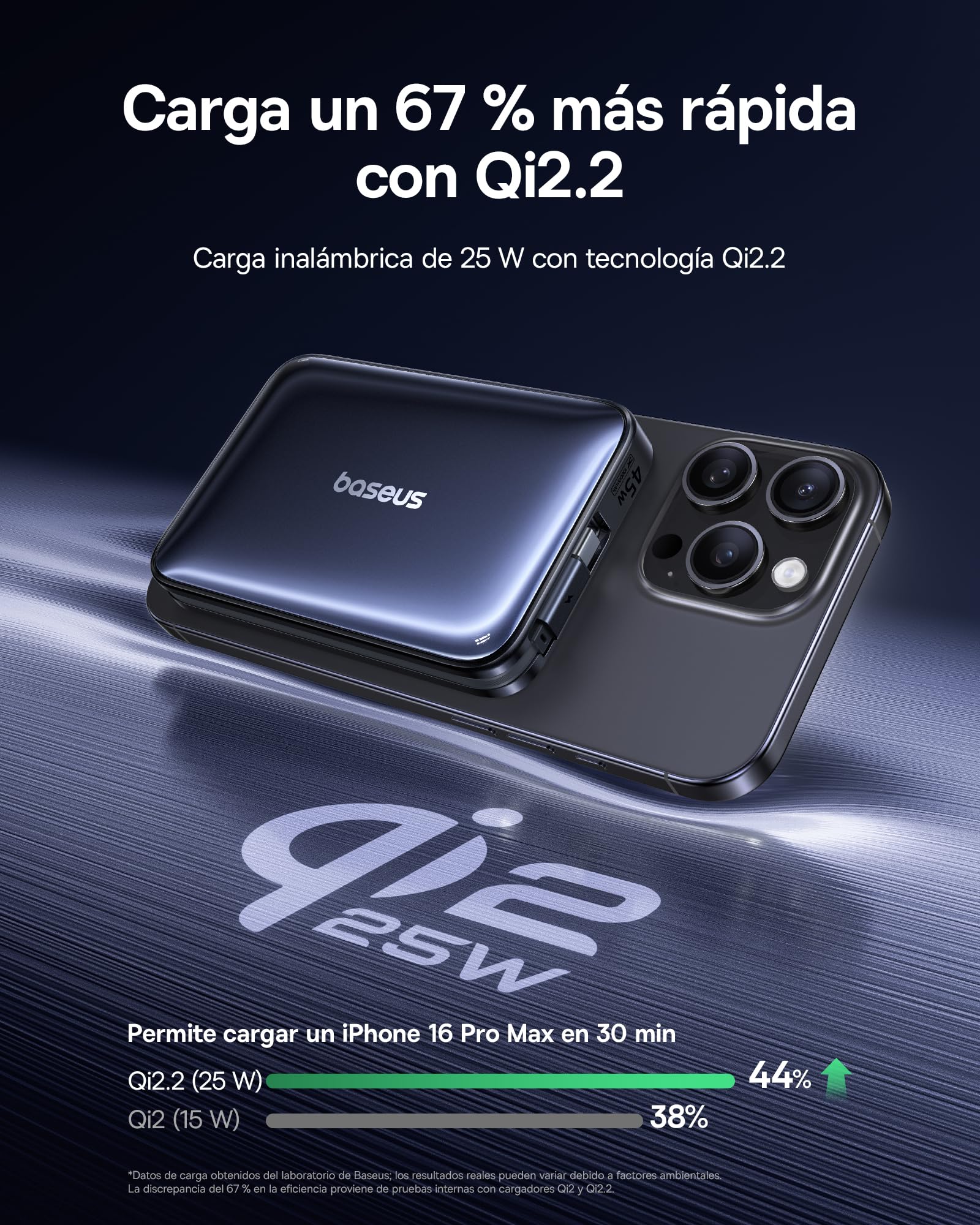 Baseus PicoGo Qi2.2 Certificado Batería Externa Portatil, PD USB-C 45W, Power Bank Magnetica Inalámbrico 25W, Powerbank 10000mAh Compatible con iPhone 17/16/15/14/13/12/Pro/Pro MAX Series
