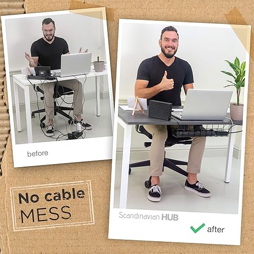 Miniatura 2 de Bandeja de organización de cables debajo del escritorio, organizador de cables para cables, debajo de la organización de cables, soportes para