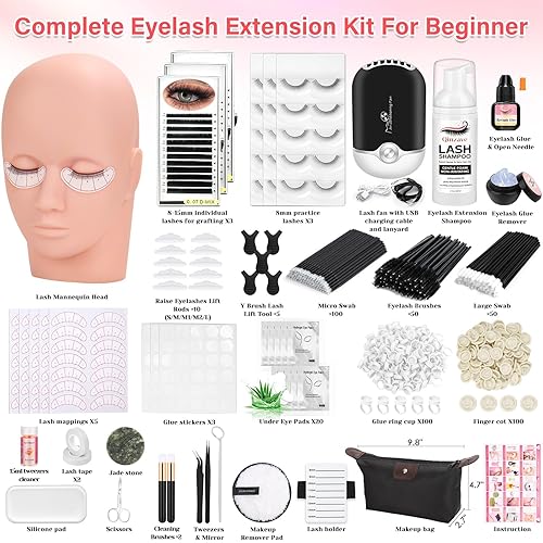 Miniatura 2 de Qinzave Limpiador de extensiones de pestañas de 5.1fl oz con ventilador USB, champú de pestañas para extensión con almohadilla removedor de