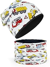 YMIFEEY Kinder Mütze und Schal Set, Kinder Beanie Kindermütze & Schlauchschal für Jungen Mädchen 2-8, 95% Baumwolle Mütze und Loop Schal Dünne Warm Winddicht für Winter, Frühling, Herbst