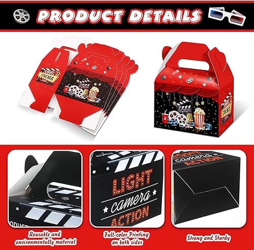 Miniatura 5 de Yinder Paquete de 24 cajas de regalo de fiesta temática de película regalo de fiesta de noche cajas de regalo para fiesta de cumpleaños suministros