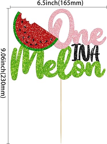 Miniatura 2 de 1 paquete de decoración de pastel de sandía uno en un melón para pastel de sandía, primer cumpleaños, bebé, niña, primer cumpleaños, fiesta de