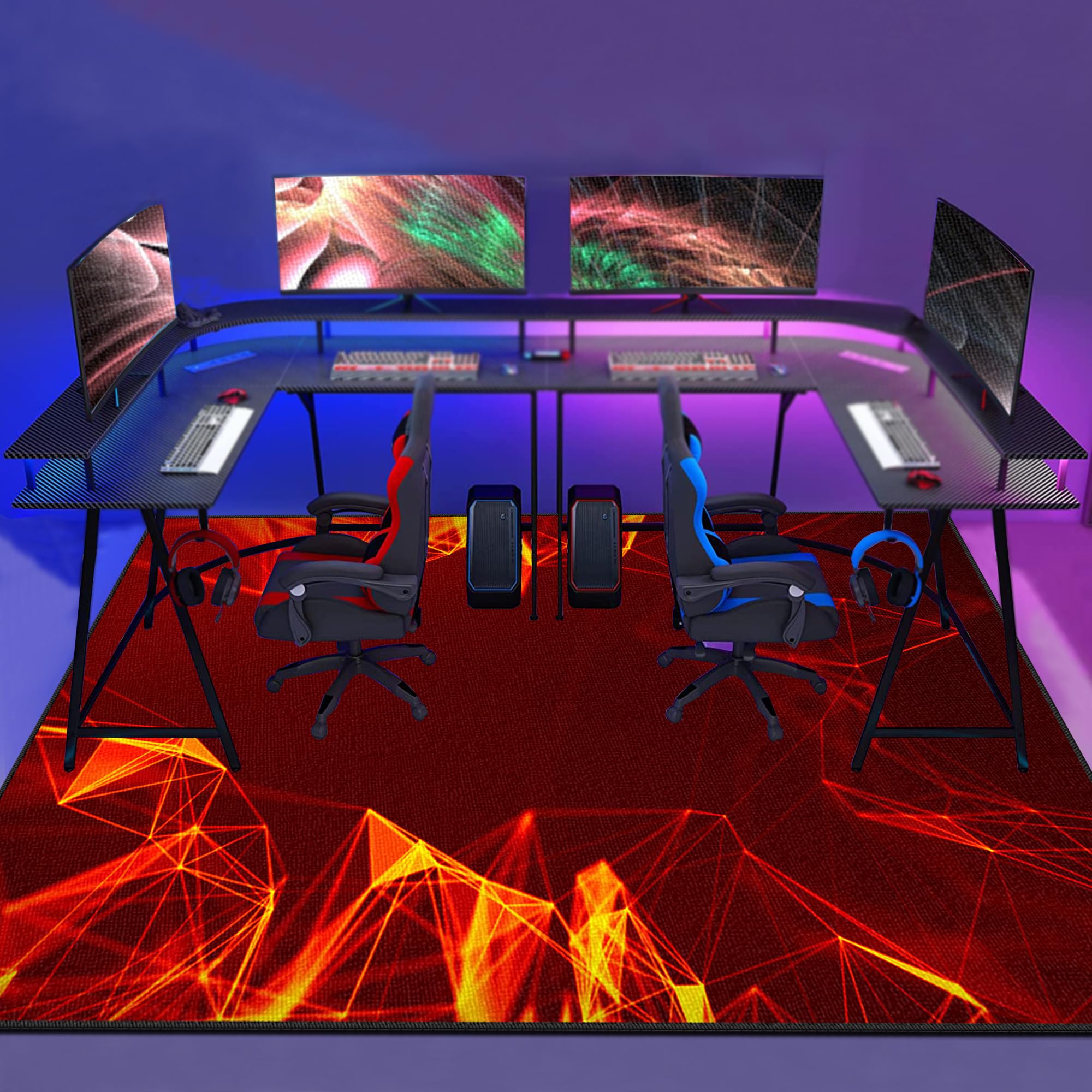 Tapis gaming lavable en machine avec revêtement antidérapant de salon