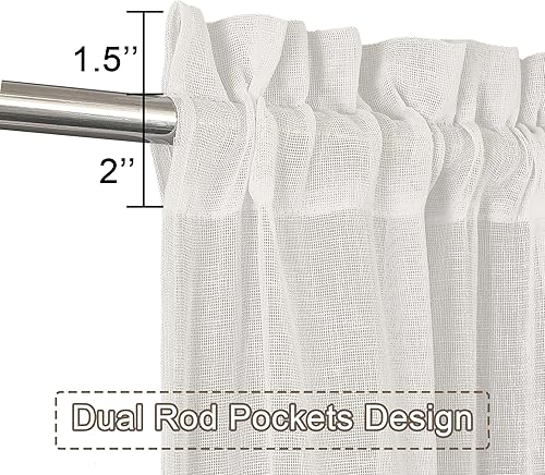 Miniatura 4 de Chyhomenyc Dianna - 2 paneles de 63 pulgadas de largo, cortinas traslúcidas para sala de estar, lino sintético con textura suave, filtrante de luz,