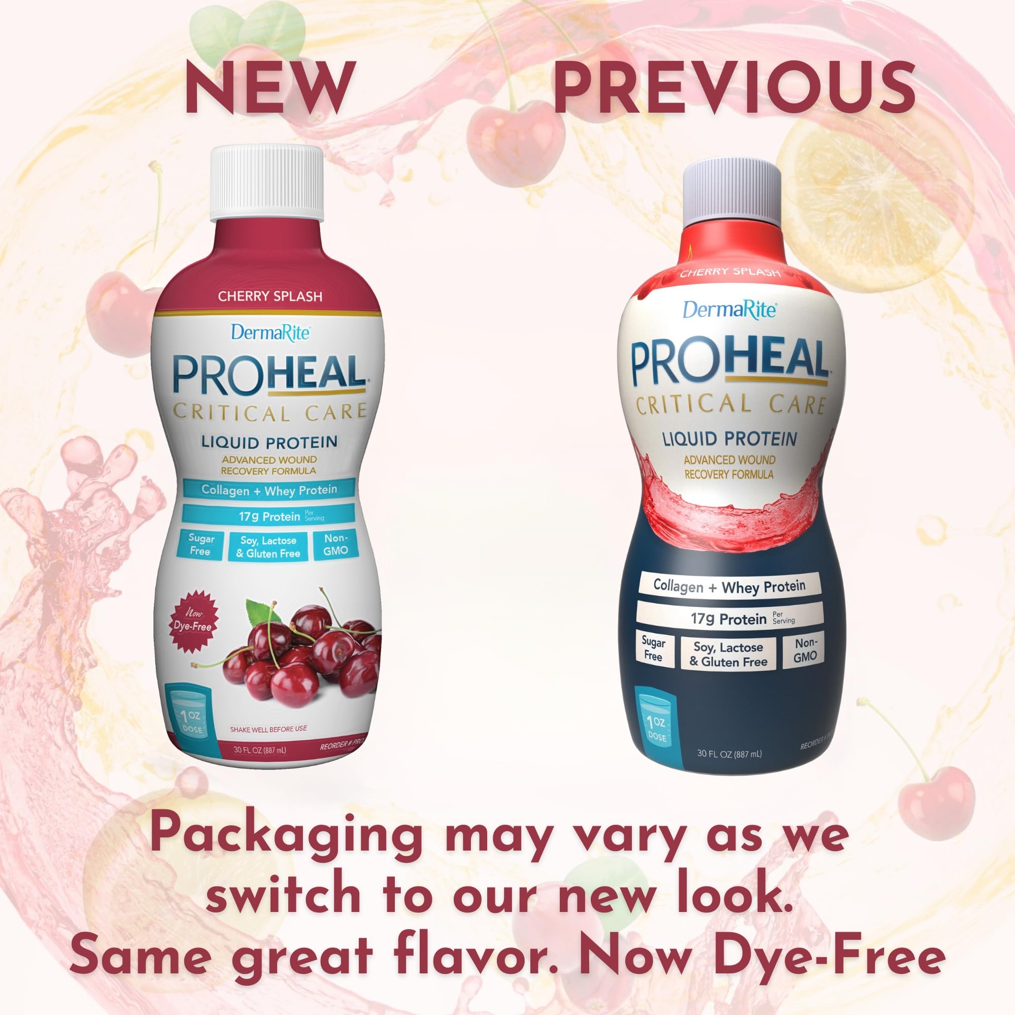 DermaRite ProHeal Protein Supplement, Cherry Splash Flavor, 30 oz, 1 ct — Amazon image 3