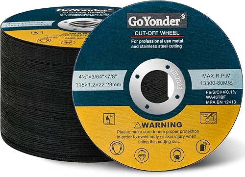 Miniatura 9 de GoYonder Paquete de 10 ruedas de corte de 4.5 pulgadas para metal, acero inoxidable, 4-12 pulgadas x 0.045 x 78 pulgadas, rueda de corte ultrafina
