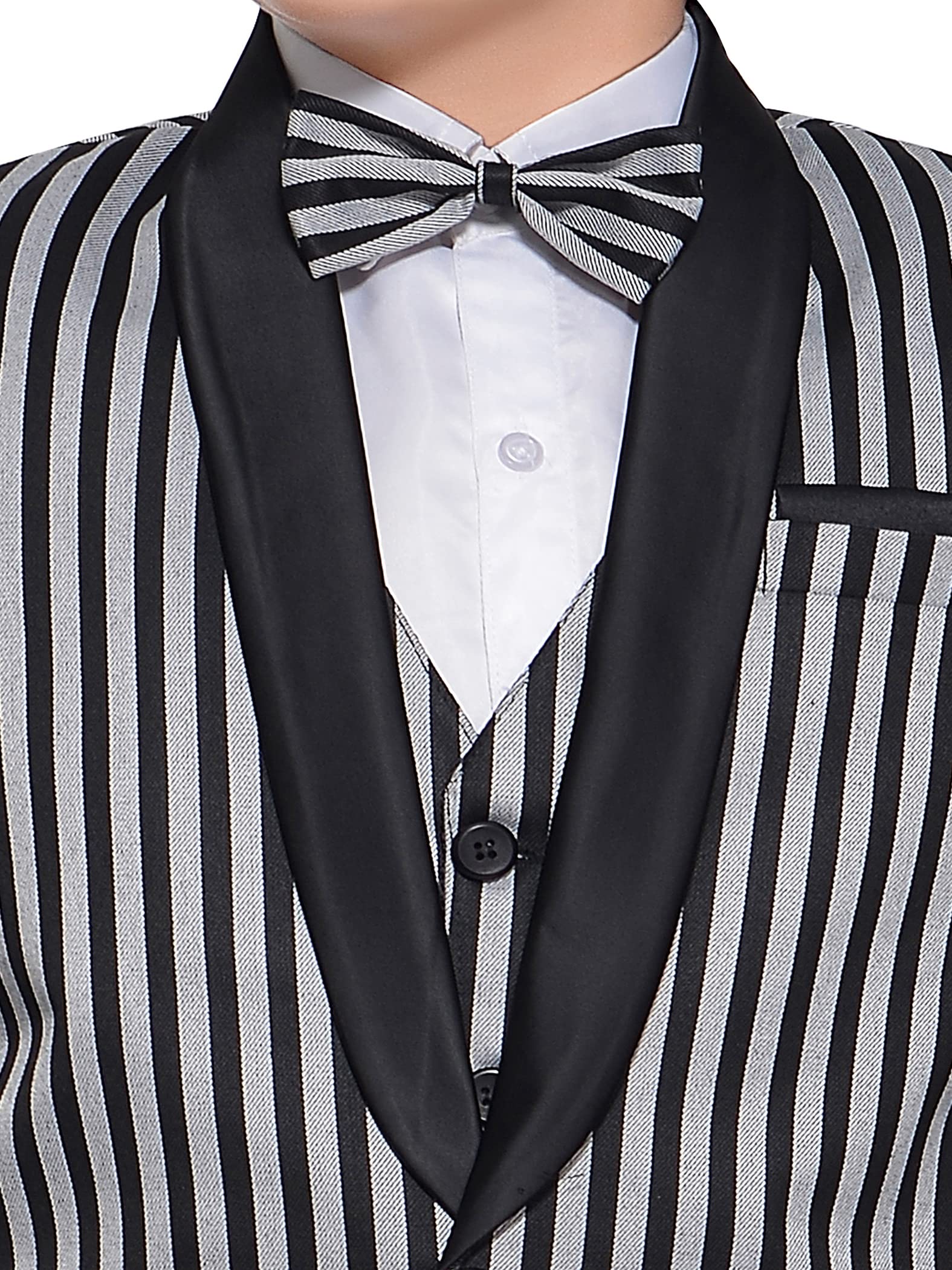 Jeetethnics Boys Black Striped Coat Suit Set with Waistcoat Shirt and Trousers (9080) 2