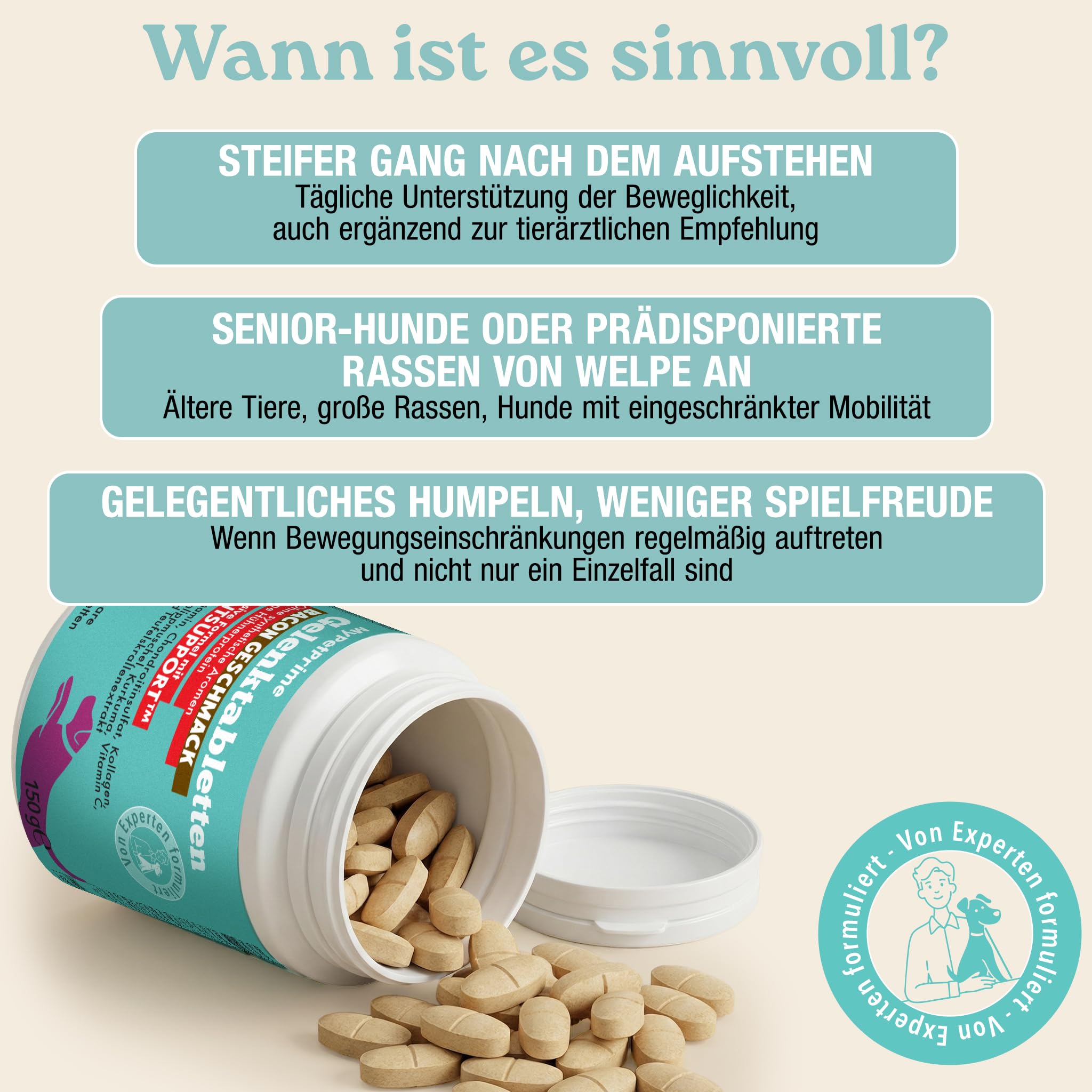 MyPetPrime Gelenke Hund 250 Tabletten | Gelenktabletten Hunde JointSupport