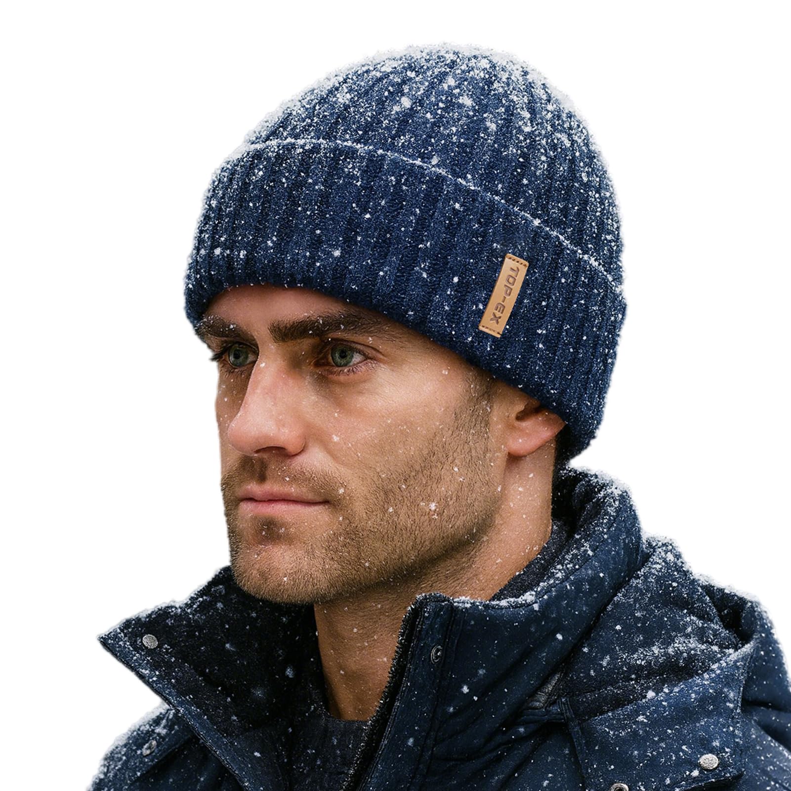TOP-EX DryKnit™ Waterproof L/XL/XXL Winter Fleece Lined Beanie Hat for Men Women Warm Knit Watch Skull Cap Cold Weather