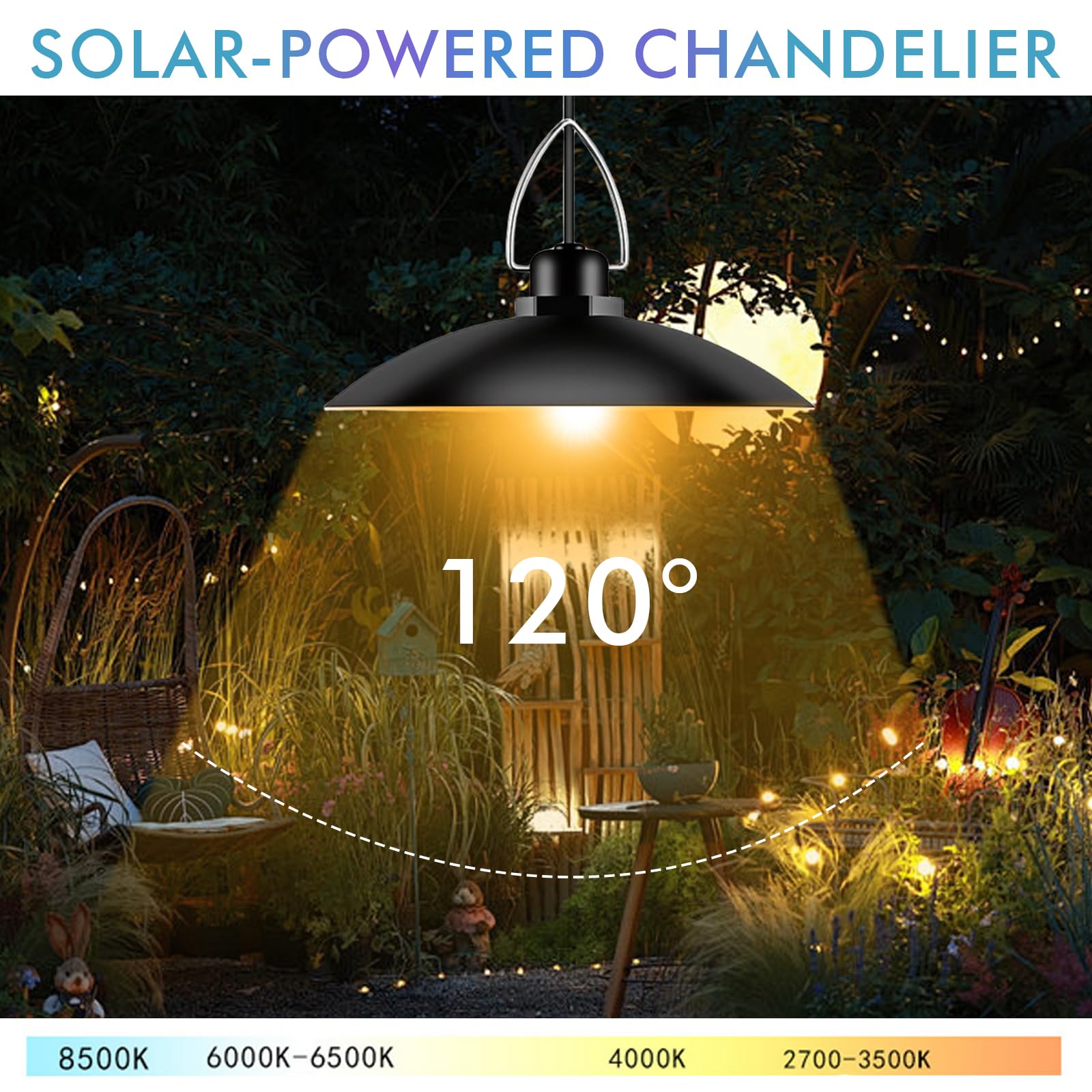 Solar Hängelampe,IP65 Wasserdicht,Solarlampen Für Außen Hängend Mit Fernbedienung,Solarlampen Für Außen Innen,Doppelköpfige Hängend Solarlampen Für Outdoor,Innen,Garten,Warm Weiß
