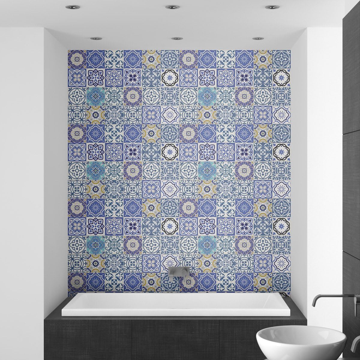 Ambiance-Live col-RV-0359_20 x 20 cm Adhesive Tile Stickers, Cartagena, 20 x 20 cm, Set of 24