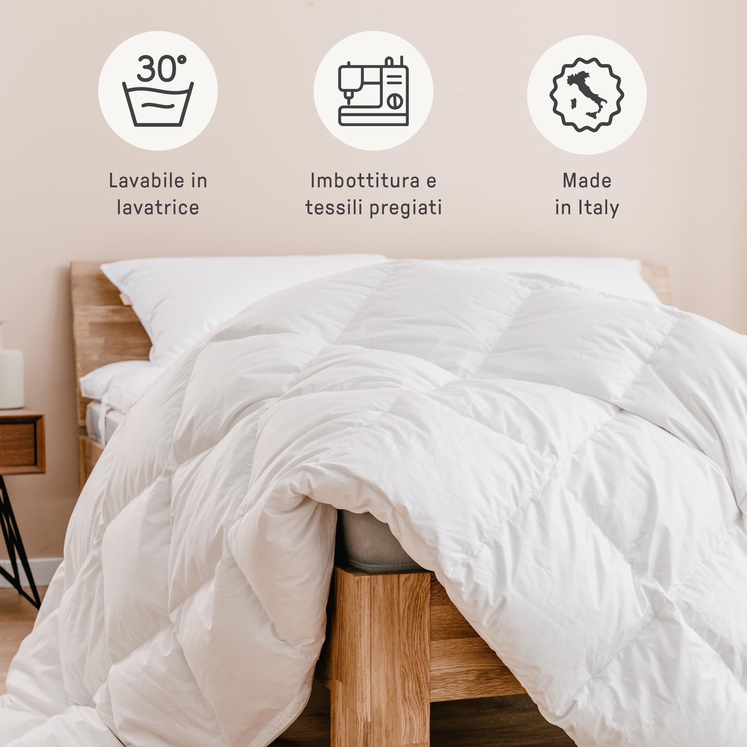 DREAMIN*101 - Piumone Matrimoniale Invernale Caldo e Leggero 100% Piumino d'Oca con Federa Rivestimento Cotone, Trapunta Matrimoniale Invernali Ipoallergenica Traspirante, Piumino Matrimoniale 260x240