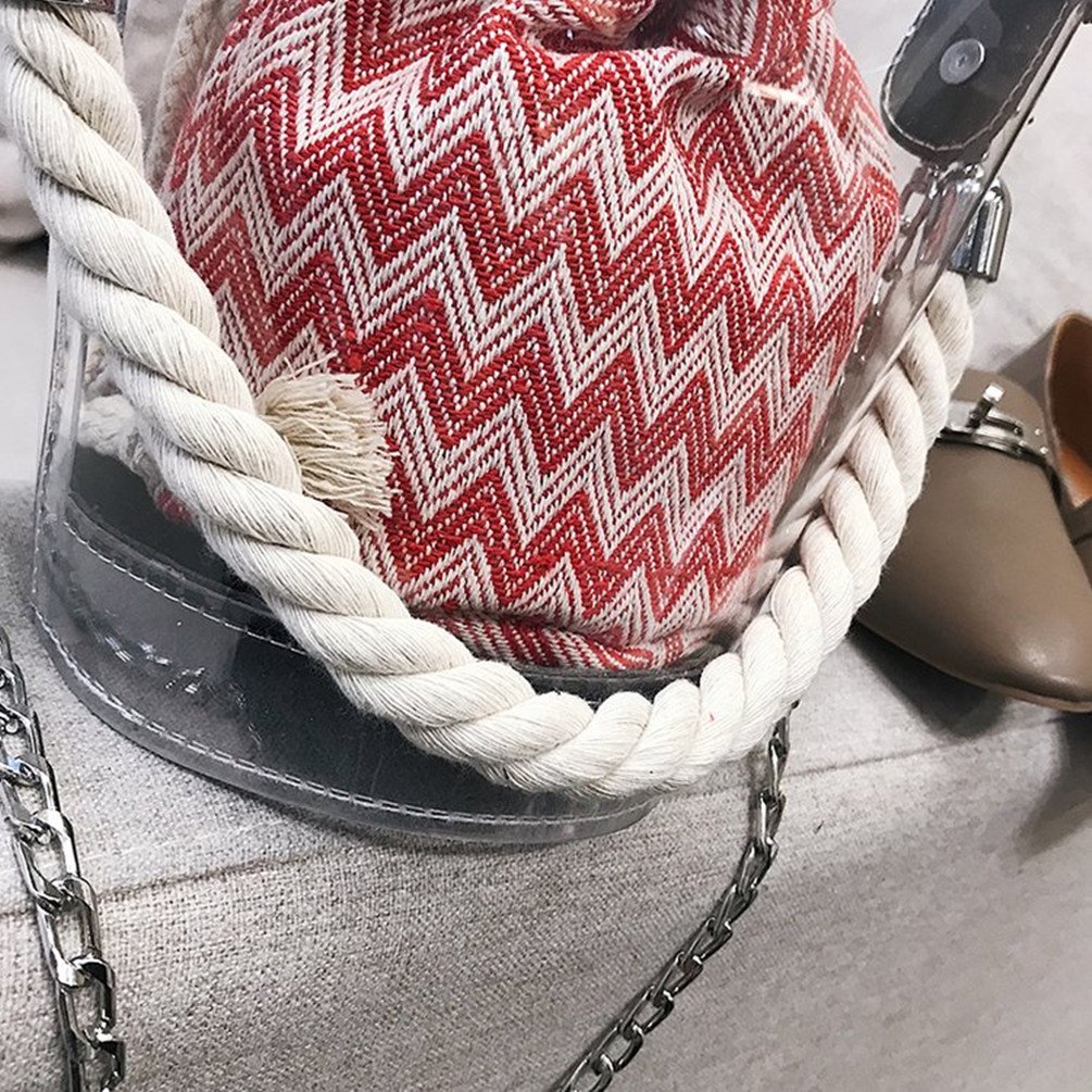 ADITAM Damen Bucket Bag Jelly PVC Transparente Handtasche Umhängetasche Messenger Bags Nietkette Umhängetasche Semi-Clear Fashion Schwimmtasche mit Innentasche Double the Comfort