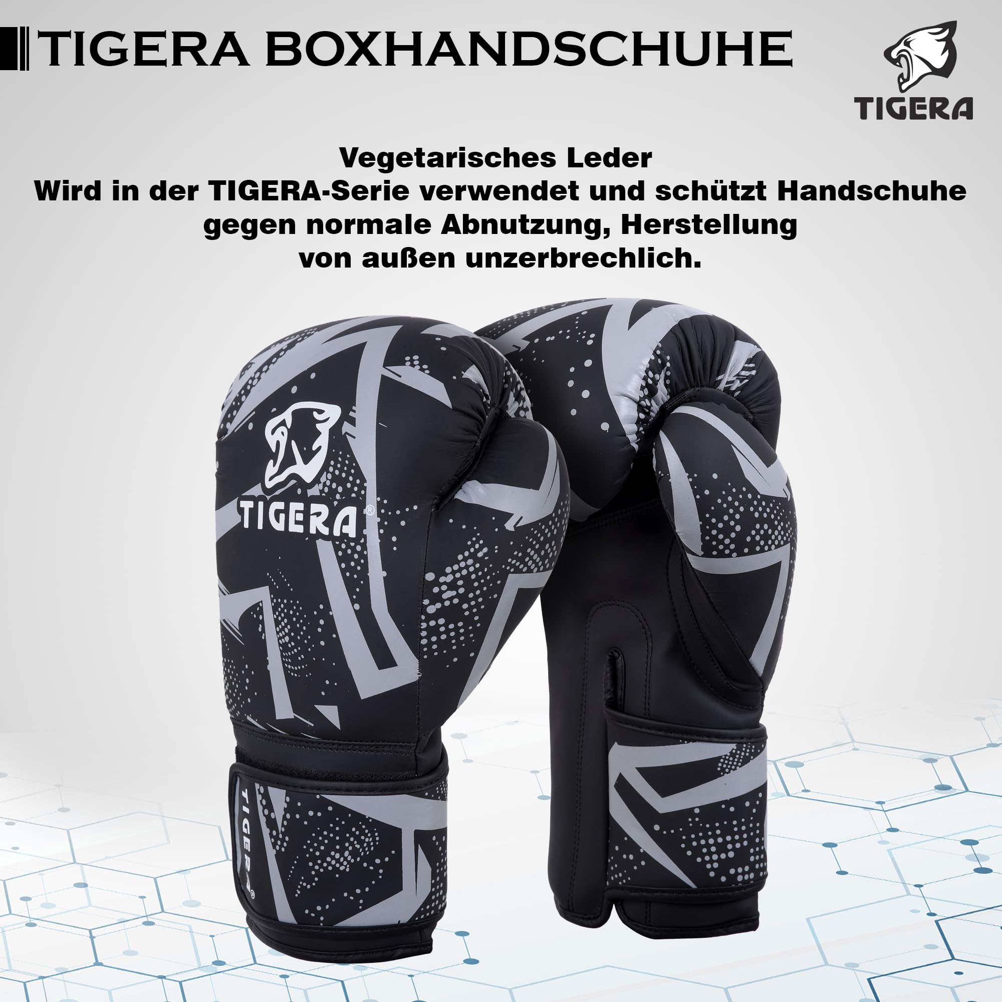 TIGERA Boxing Gloves 16 oz, Grey (Training, Faux Leather) for Boxing MMA, Muay Thai, Sparring, Gym Fitness Workouts, Adults - Image 4
