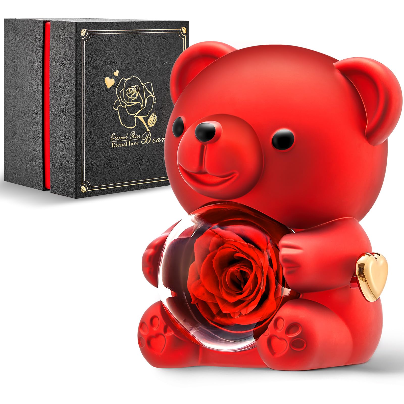 Amazon.com: Mikasol Romantic Teddy Red Bear with Preserved Rose