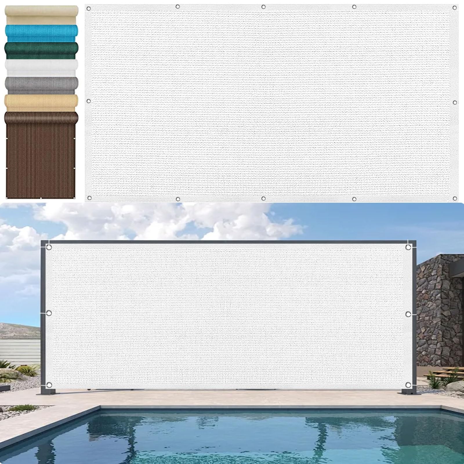 Decoración de patio y terraza con la pantalla de balcón exterior blanco de 50 x 200 cm
