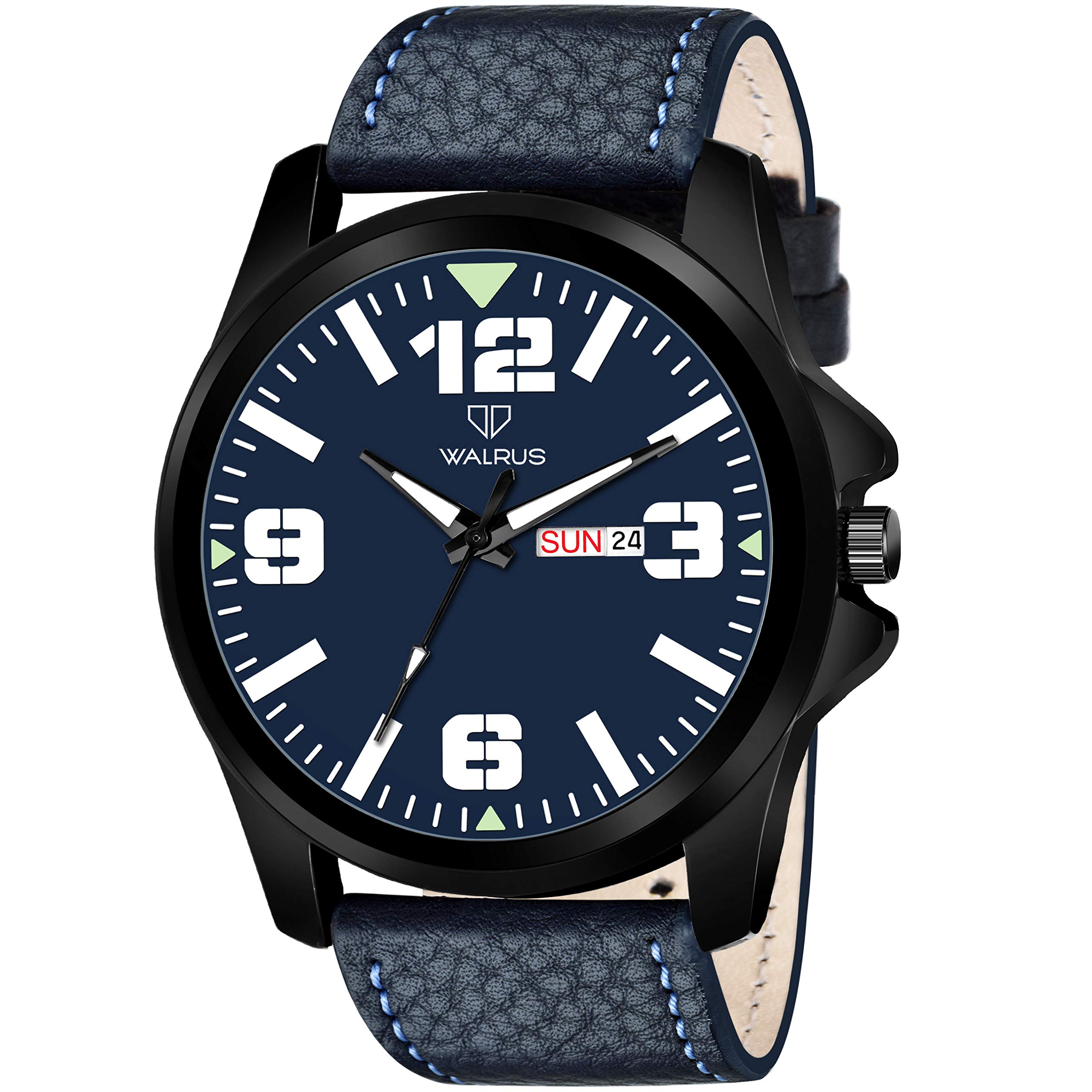 Walrus Blue Dial Analog Day Date Function Leather Strap Wrist Watch for Men - Professional & Casual Use- Old Money Style Mens Wrist Watch for Gift (B08X3GLG28) Amazon Price History, Amazon Price Tracker