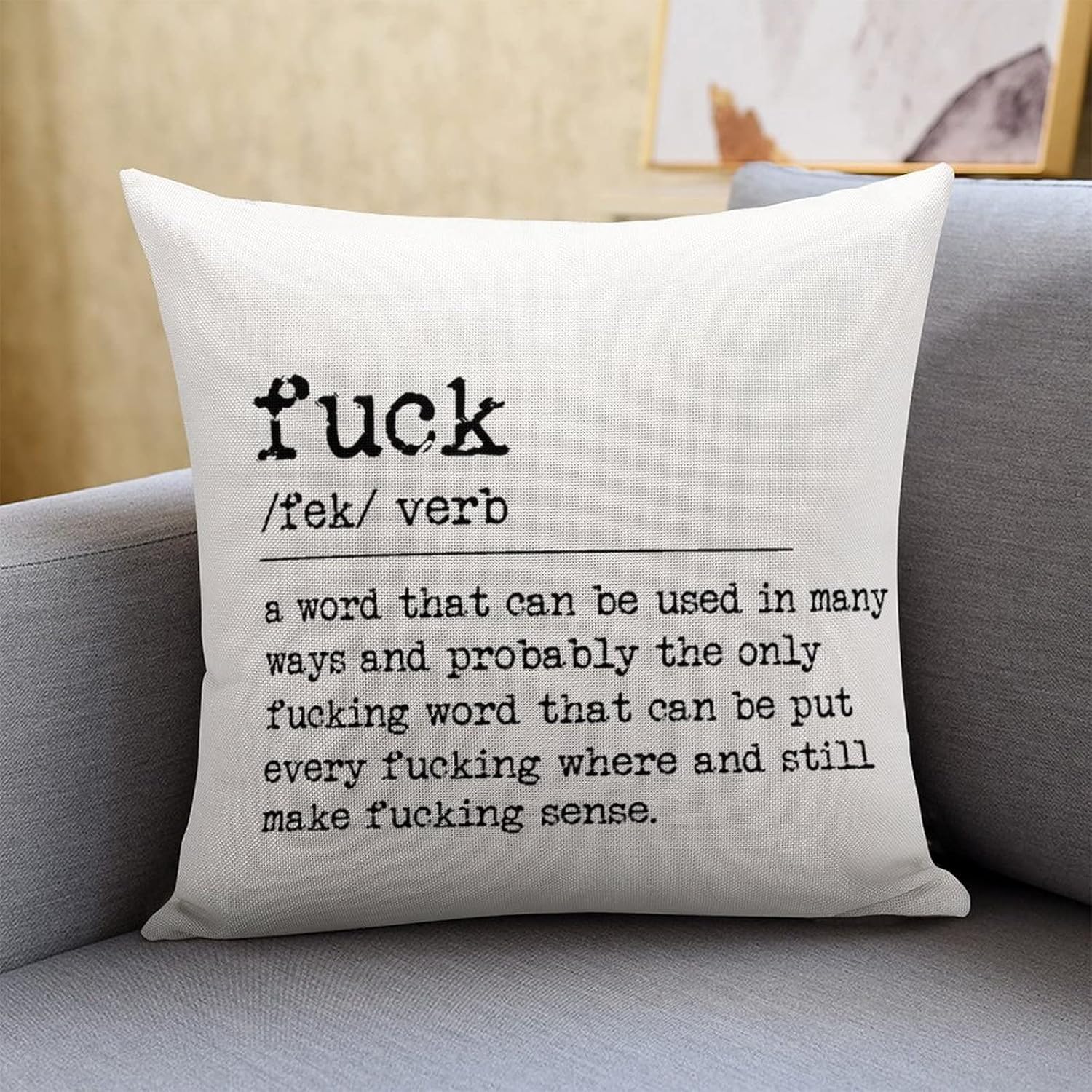Fuck Definition Throw Pillow Covers 22"x22" Funny