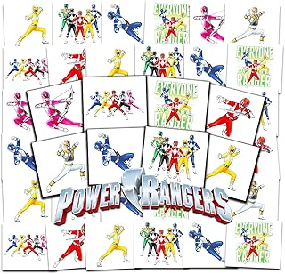 Power Rangers Temporary Tattoos Party Favors Bundle ~ 70+ Perforated Individual 2" x 2" Power Rangers Tattoos for Kids Boys Girls (Power Rangers Party Supplies MADE IN USA)