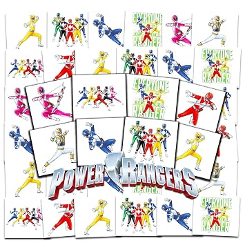 Power Rangers Tattoos for Kids Party Favors Bundle, 72Pc Individual Tattoos | 2" Pre-Cut Power Rangers Temporary Tattoos for Kids Boys Girls Bulk Superhero Birthday Party Supplies MADE IN USA