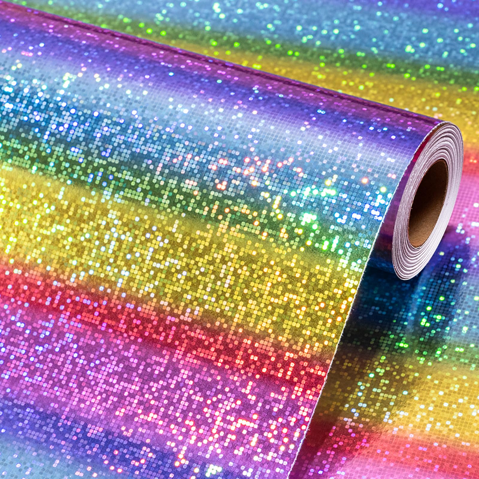 Wikadlik Colorful Holographic Wrapping Paper, Cute Rainbow Point Gift Wrap Paper for Birthday, Valentine's Day, Mother's Day, Wedding, Christmas - 43cm x 10m โ image 1
