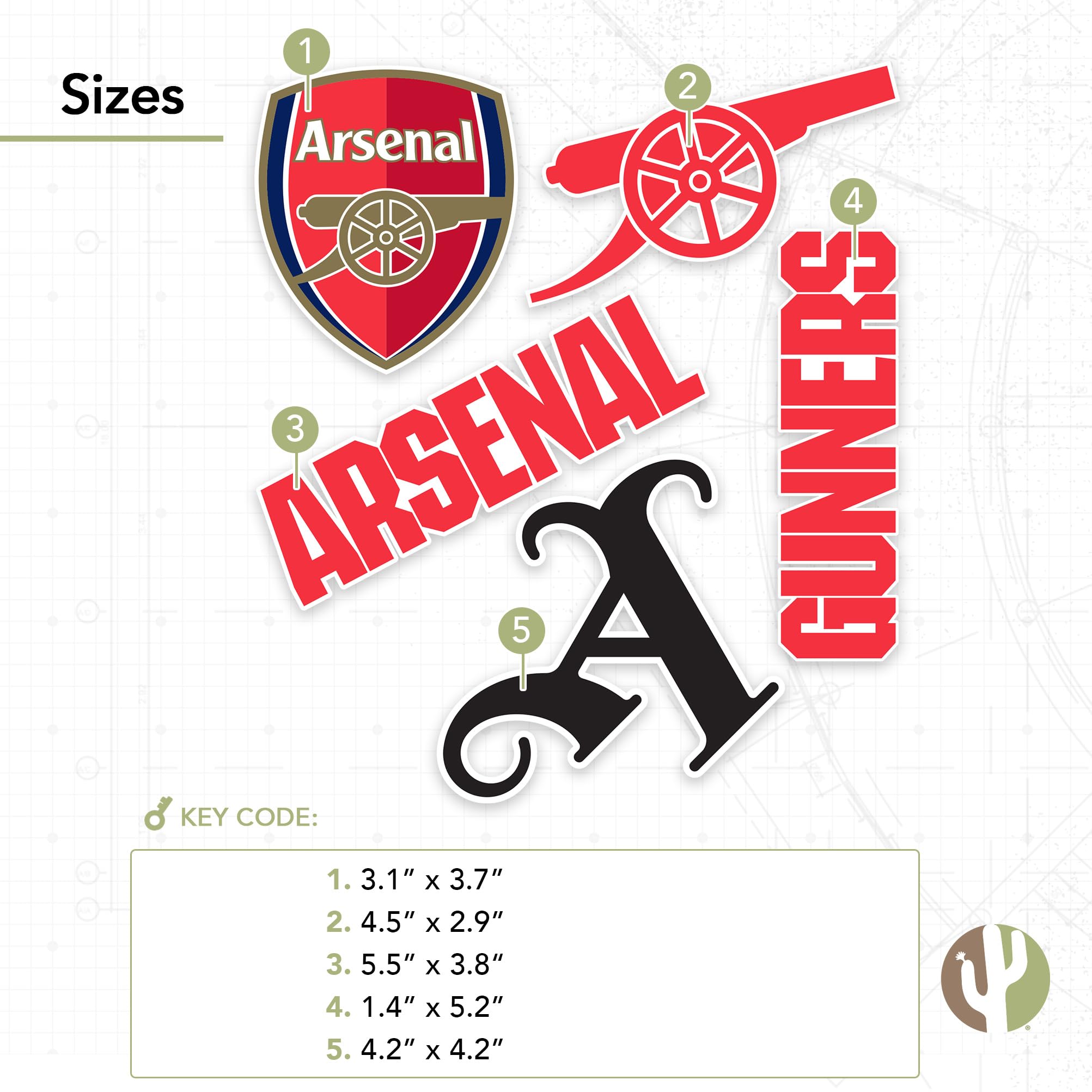 Royal Arsenal Arsenal FC Desert Cactus Sticker - Gunners Decal For ...
