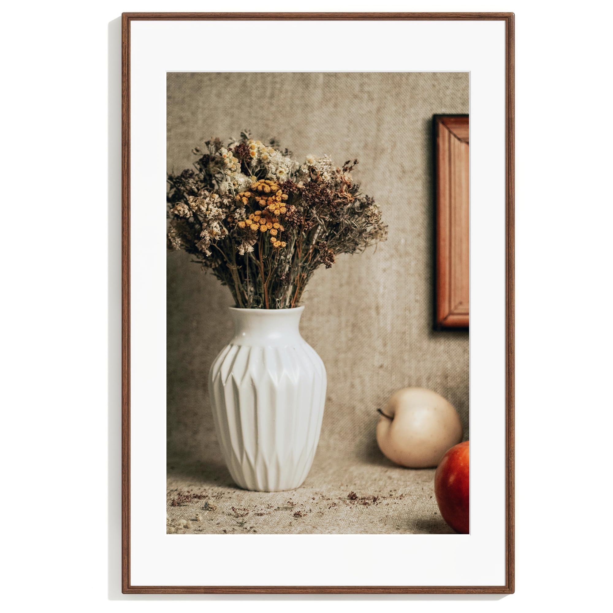 Photo 1 of 24x36 Poster Frame, Natural Solid Walnut Wood Picture Frame with High Tempered Glass, Handcrafted Rounded Corner 24x36 Wooden Frame Matted to 20x30 Photo for Horizontal or Vertical Wall Mounting