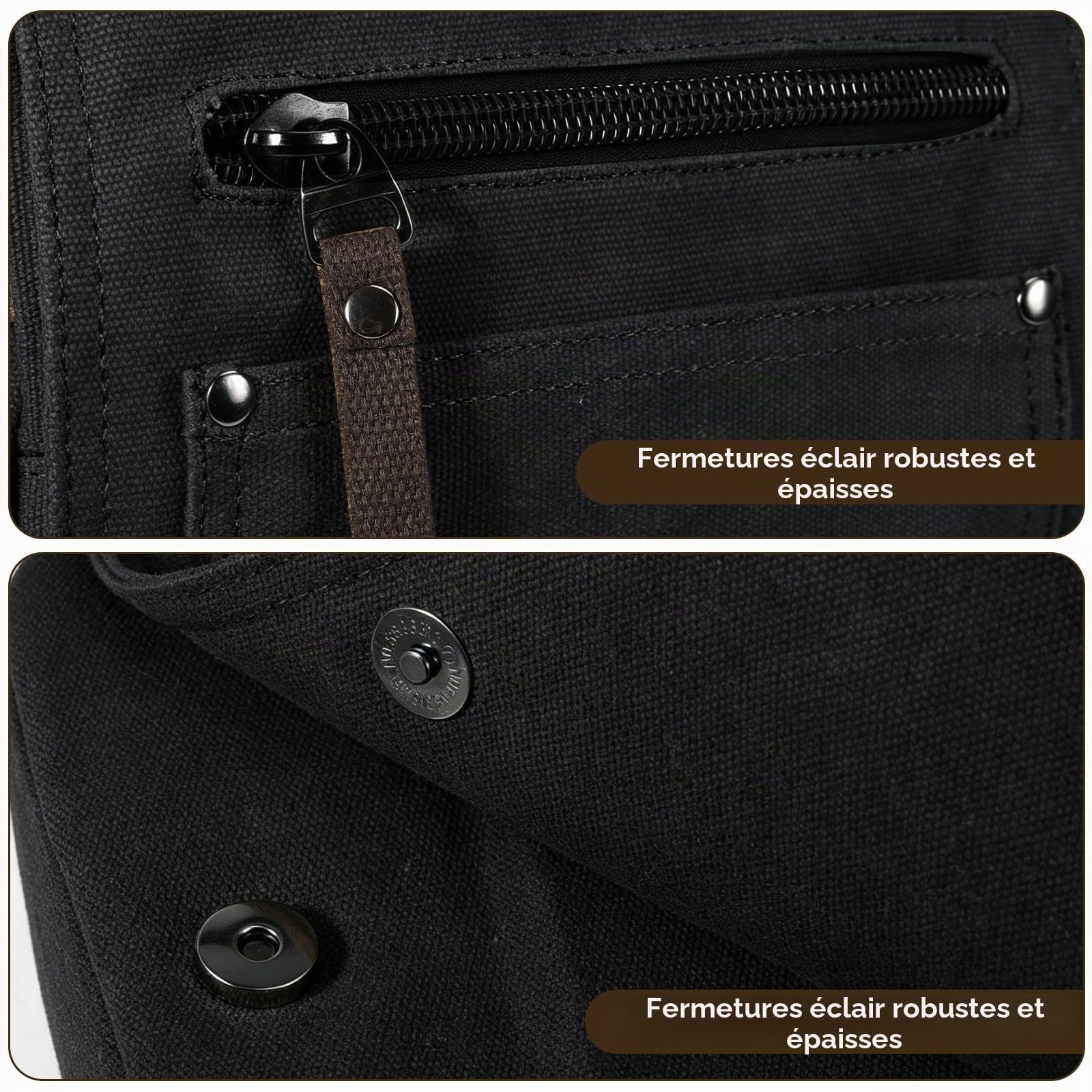 Sacoche Homme Bandouliere, Solide, Bon Design Toile Sac BandoulièRe Homme Poches Fermeture éClaire avec BandoulièRe RéGlable pour Usage Quotidien Voyage RandonnéE Multifonctionnel Men's Messenger Bag