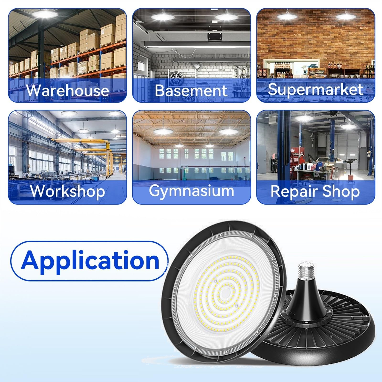 8 Pack LED High Bay Light E40 E27 100W 150W 200W UFO LED High Bay Light Bulb Plug — view 7