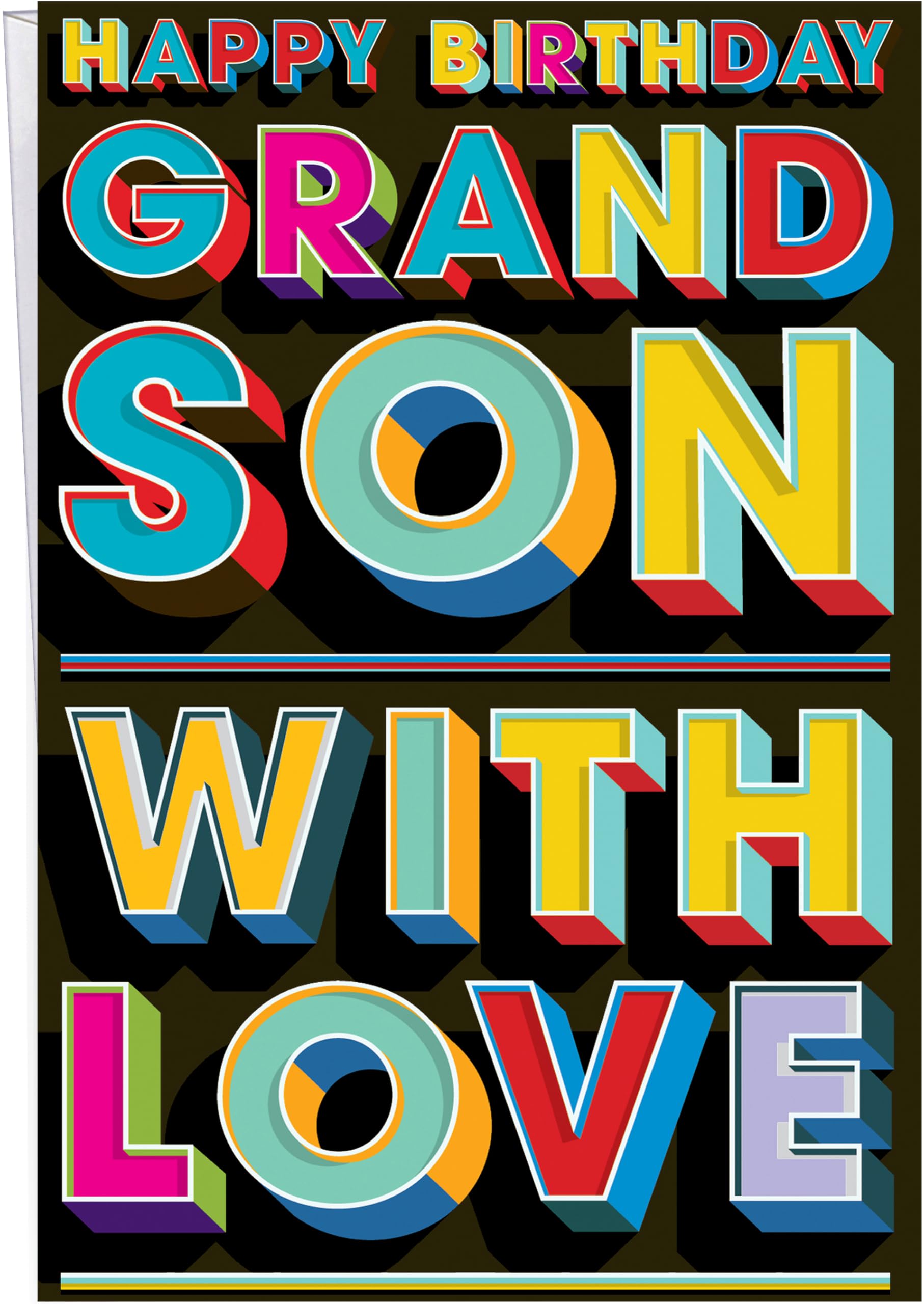 Chuck's Card-O-Rama Grandson Birthday Card - Large Size Opens to 10" x 7.75" - MADE IN CHICAGO - Ultra Colorful Design - Premium Envelope & Sturdy Mailer 95738