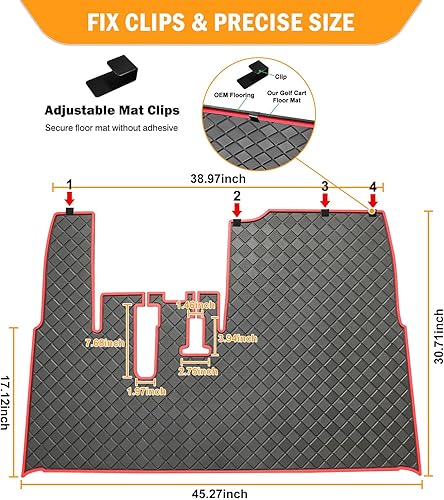 Miniatura 4 de Tapete de suelo para carrito de golf Yamaha, forro antideslizante mejorado de cobertura completa que se adapta a Yamaha Adventurer (2007-2017),