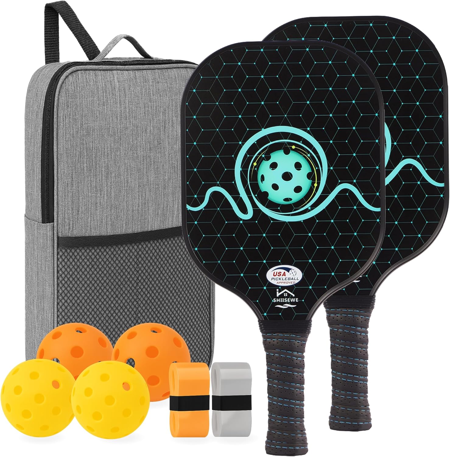 Pickleball Paddles, USAPA Approved Fiberglass Surface Pickleball Set with Pickleball Rackets, Pickleball Paddles Set ​for Men Women