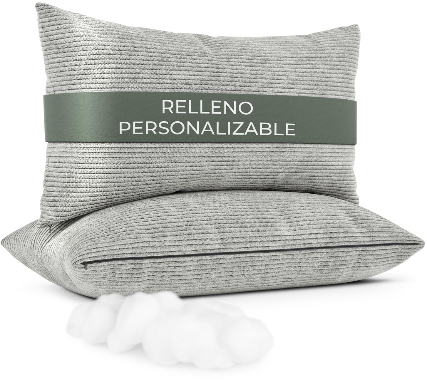 Cojines Sofa con Relleno Incluido, 2 Unidades, Cojines para Sofa y Cama, Decoracion Hogar, Funda de Almohada, Fundas de Sofa torciopelo Acanalado Moderno, Cojin 40x70 Gris Claro