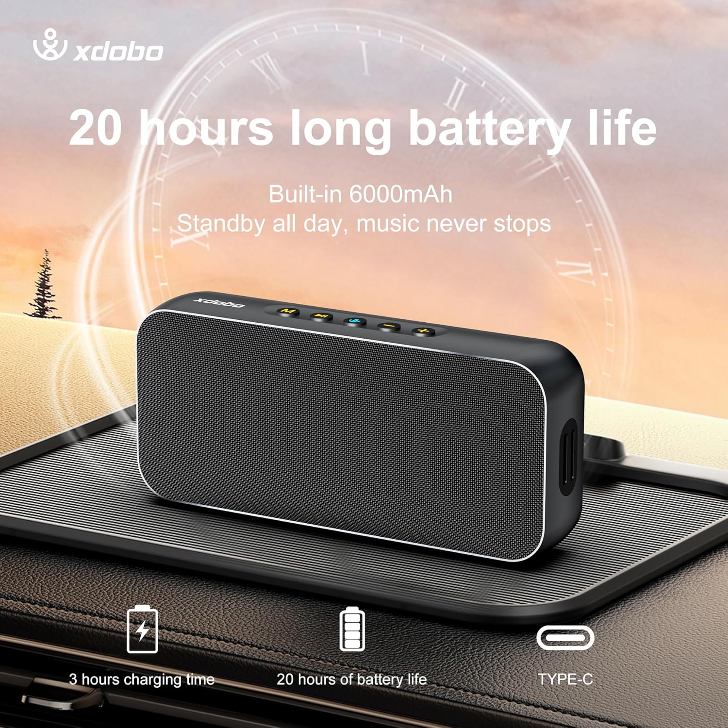 xdobo Luxe Portable Bluetooth Speaker Wireless with Stereo Sound Outdoor Speakers Waterproof Speakers for Computer Desktop/Home/Party/Beach/Birthday Gift/Travel(Black) - Image 4