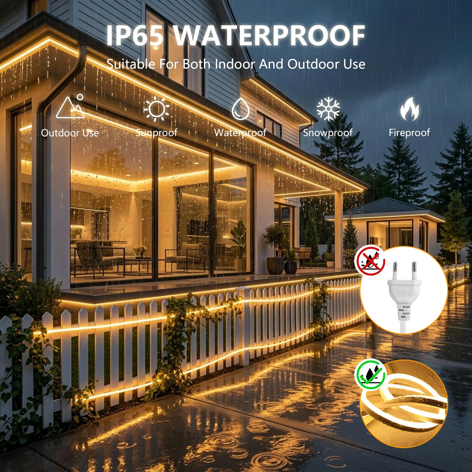 20 Metros Silicona Neon Tira LED 220V Exterior Impermeable IP65 | Blanco Fría 6000K Tiras Luces LED Habitacion Flexible Faixa Neon LED Strip Cortable Con Enchufe Para Cocina Interior Exterior