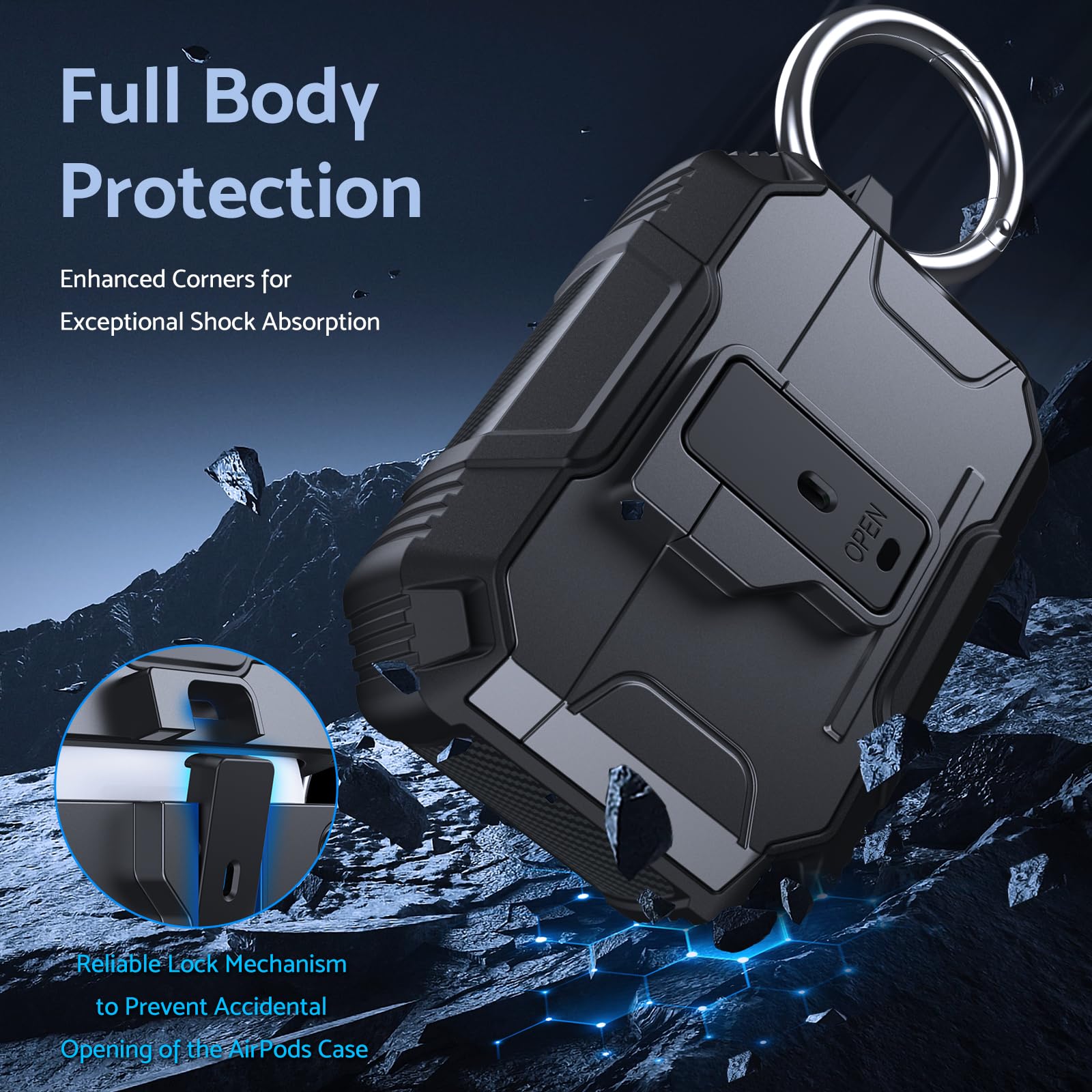 DASFOND Armor Earphone Cover Airpods Pro Case, Military Grade Full Body Shockproof Protection Hard Case - Image 2