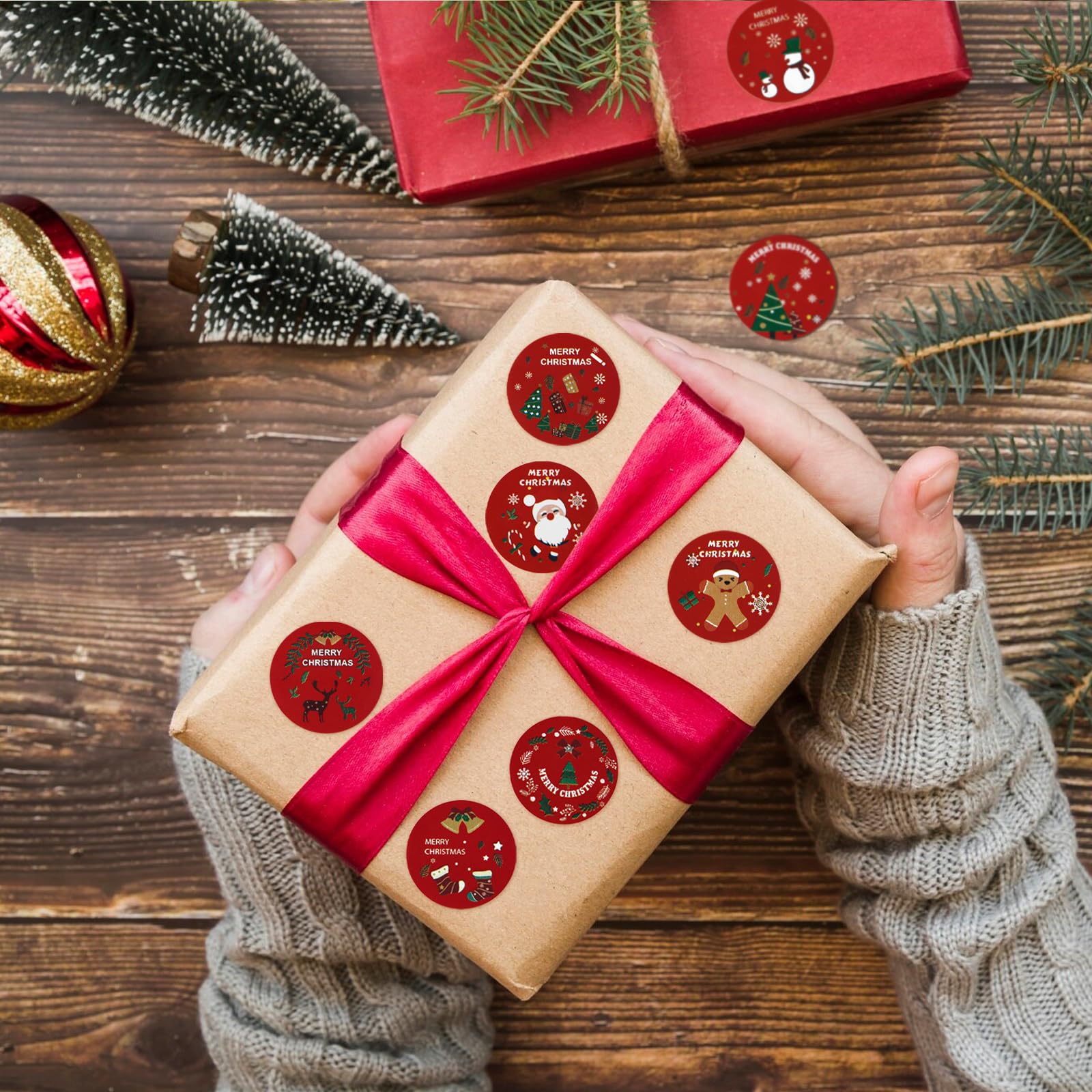 Rollo De Pegatinas De Feliz Navidad 500pcs/roll Etiquetas De