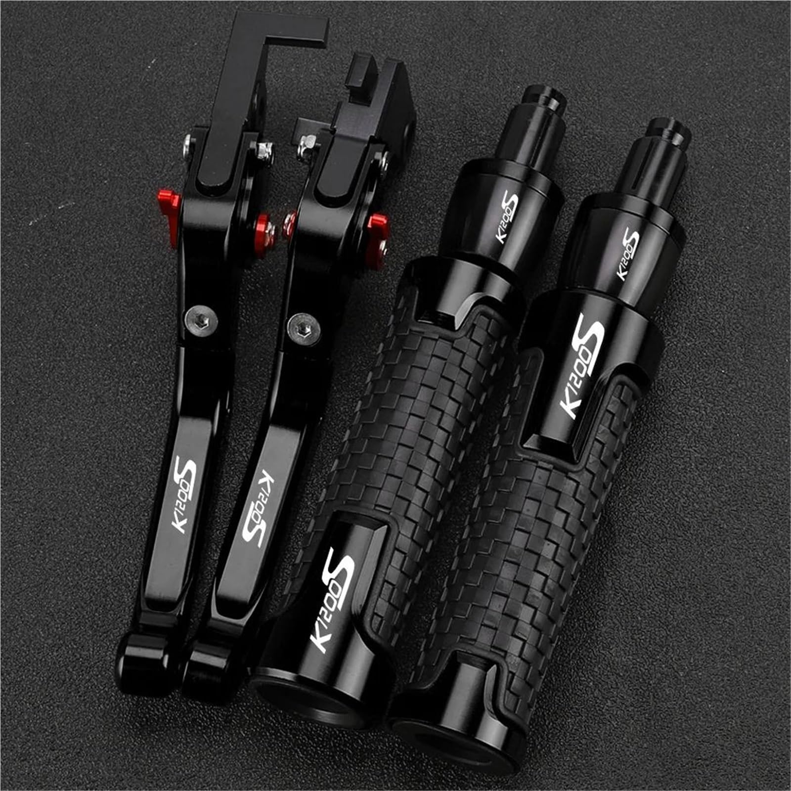 GQUIKGW Replace Motorcycle Accessories Adjustable Clutch Brake Lever Handlebar Grips Ends for BMW K1200S K 1200S K1200 S 2004-2008(Black1)