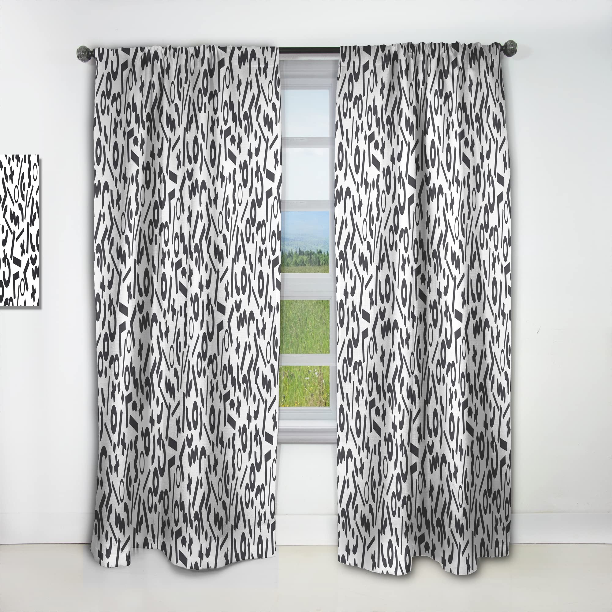 Rideaux à motif géométrique monochrome XIII DesignQ pour salon