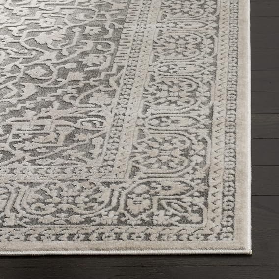 SAFAVIEH Area Rug 8x10 - Reflection Collection - Large - Dark Grey & Cream, Non-Shedding & Easy Cleaning, Ideal for Living Room, Bedroom, Dining Space (RFT670B)